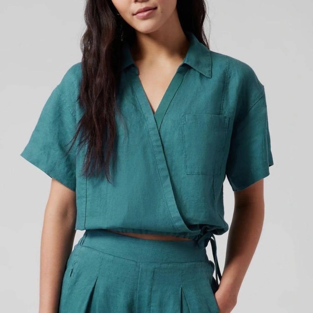 Athleta Linen Playa Tie Top - Medium